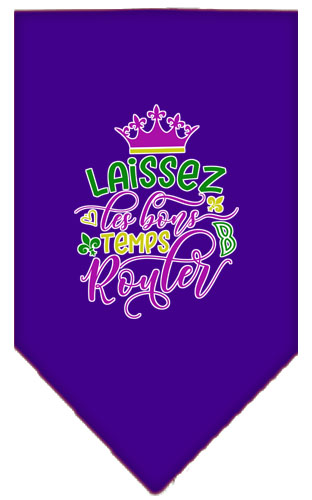 Laissez Les Bons Temps Rouler Screen Print Mardi Gras Bandana Purple Large